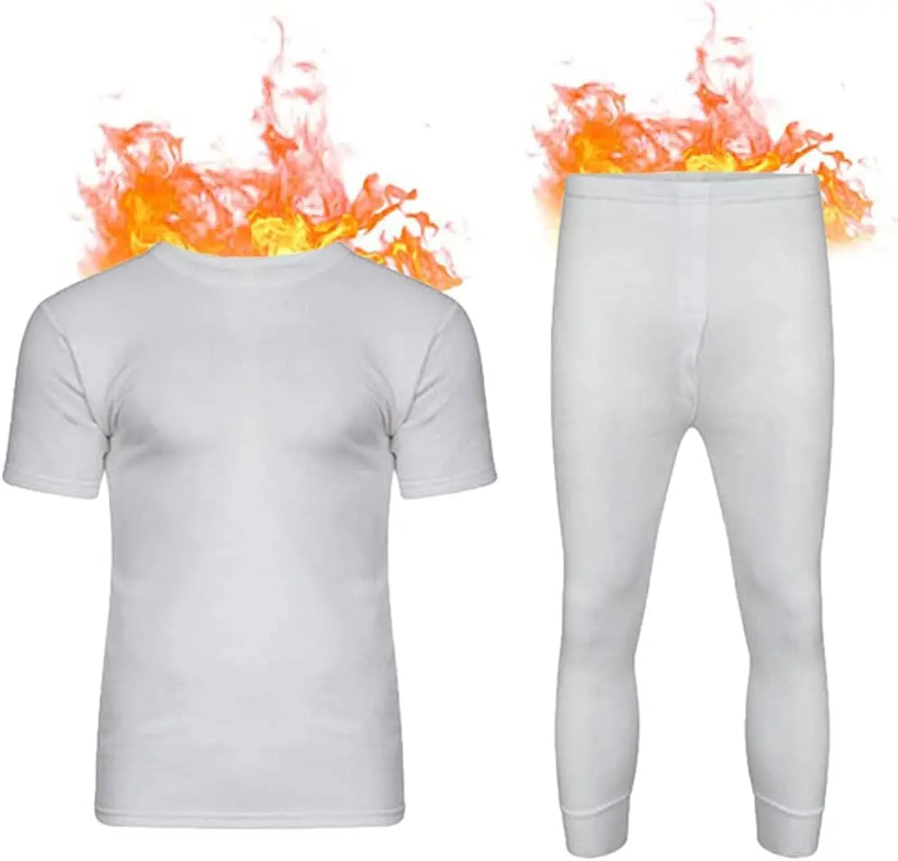 Dazzle Collection Men's Long John Lightweight Thermal Underwear Set Short Sleeve Top and Trousers Warm Bottom Heat Suit for Winters Dazzle Collection