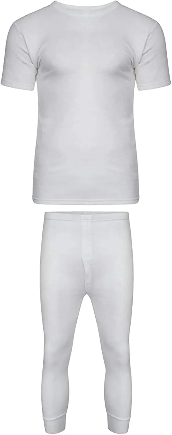 Dazzle Collection Men's Long John Lightweight Thermal Underwear Set Short Sleeve Top and Trousers Warm Bottom Heat Suit for Winters Dazzle Collection
