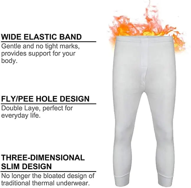 Dazzle Collection Men's Long John Lightweight Thermal Underwear Set Short Sleeve Top and Trousers Warm Bottom Heat Suit for Winters Dazzle Collection