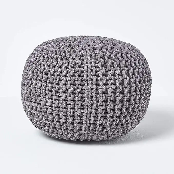 Dazzle Collection Natural Knitted Pouffe Footstool Bean Large 100% Cotton Filling Handmade & Hand Stitched for Living Room Children or the Elderly Dazzle Collection uk
