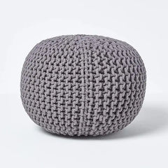 Dazzle Collection Natural Knitted Pouffe Footstool Bean Large 100% Cotton Filling Handmade & Hand Stitched for Living Room Children or the Elderly Dazzle Collection uk