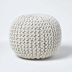 Dazzle Collection Natural Knitted Pouffe Footstool Bean Large 100% Cotton Filling Handmade & Hand Stitched for Living Room Children or the Elderly Dazzle Collection uk
