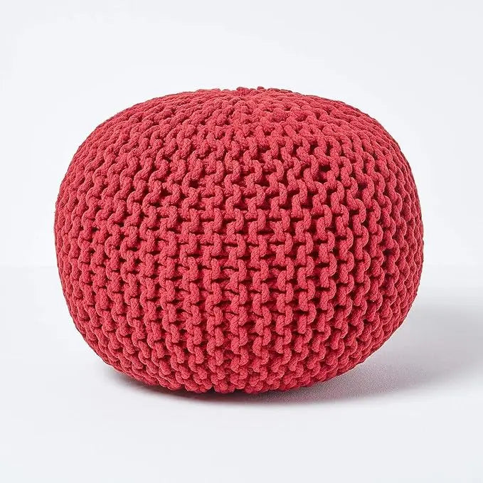 Dazzle Collection Natural Knitted Pouffe Footstool Bean Large 100% Cotton Filling Handmade & Hand Stitched for Living Room Children or the Elderly Dazzle Collection uk