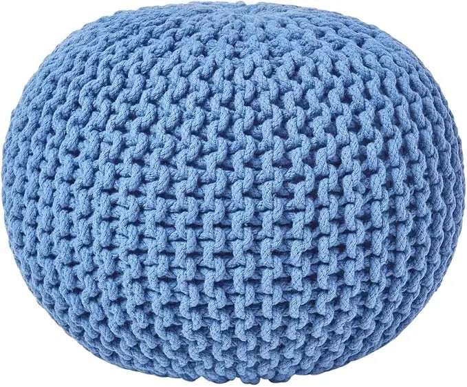 Dazzle Collection Natural Knitted Pouffe Footstool Bean Large 100% Cotton Filling Handmade & Hand Stitched for Living Room Children or the Elderly Dazzle Collection uk