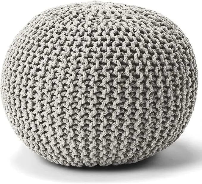 Dazzle Collection Natural Knitted Pouffe Footstool Bean Large 100% Cotton Filling Handmade & Hand Stitched for Living Room Children or the Elderly Dazzle Collection uk