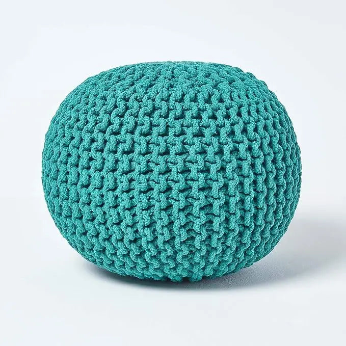 Dazzle Collection Natural Knitted Pouffe Footstool Bean Large 100% Cotton Filling Handmade & Hand Stitched for Living Room Children or the Elderly Dazzle Collection uk