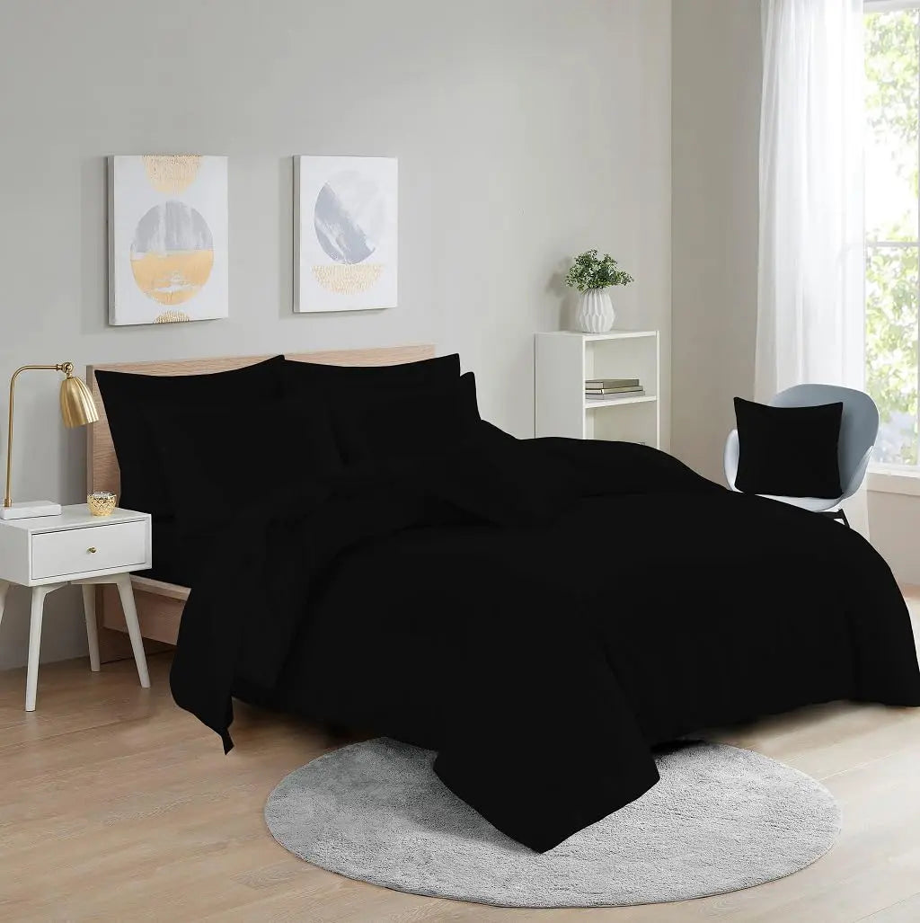 Dazzle Collection Plain Dyed DUVET COVER SET with Matching Pillowcases Luxury 100% PolyCotton Bedroom Bedding Bed Set Easy Care UK Sizes Bedding Set Dazzle Collection uk