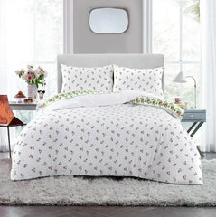 Dazzle Collection Printed Duvet Cover Rose Bud Thermal Flannelette 100% Cotton Duvet Cover with Matching Pillowcase Cover Bedding Set (Pink, Single) ‎Dazzle Collection