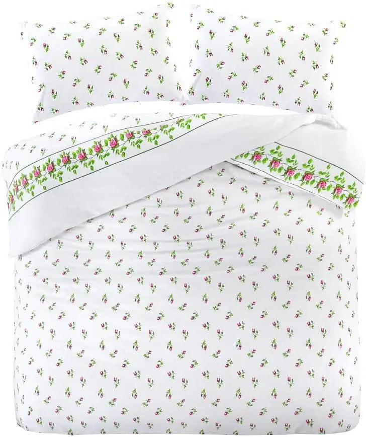 Dazzle Collection Printed Duvet Cover Rose Bud Thermal Flannelette 100% Cotton Duvet Cover with Matching Pillowcase Cover Bedding Set (Pink, Single) ‎Dazzle Collection