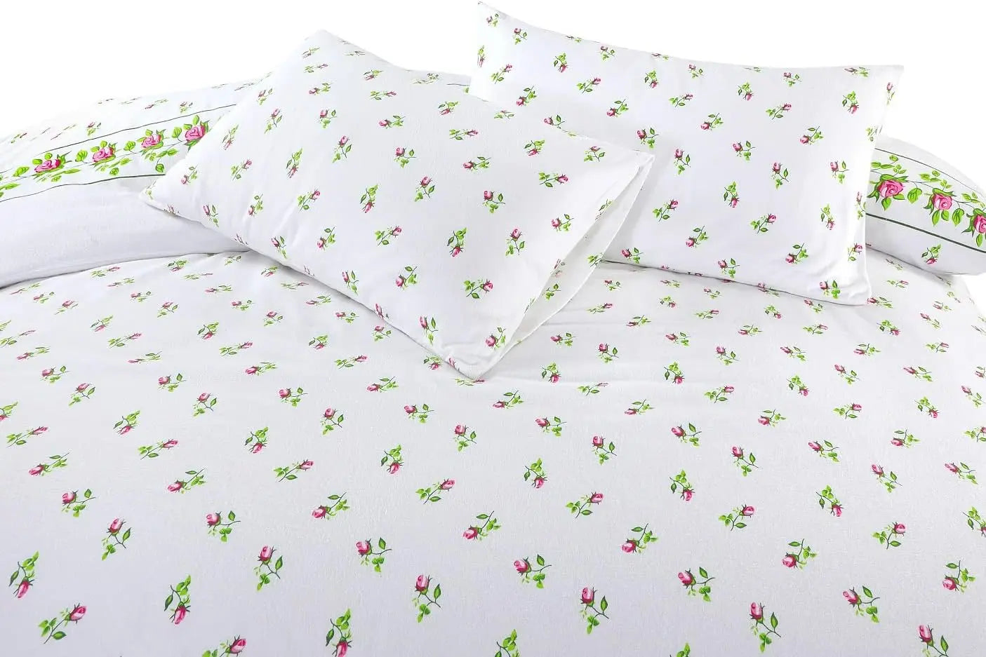 Dazzle Collection Printed Duvet Cover Rose Bud Thermal Flannelette 100% Cotton Duvet Cover with Matching Pillowcase Cover Bedding Set (Pink, Single) ‎Dazzle Collection