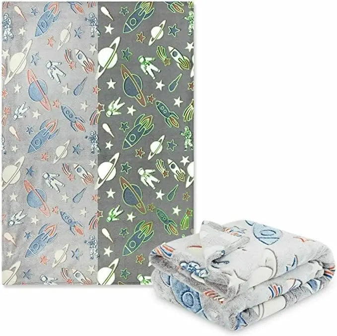 Dazzle Collection Space IconsThrow Blanket Glow in The Dark Fleece Blanket All Seasons Christmas Holiday Birthday Gifts for Teen Kids Girls Boys ‎Dazzle Collection