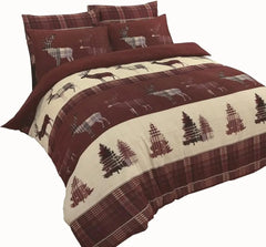 Dazzle Collection Stag Flannelette Duvet Cover 100% Natural Brushed Cotton Thermal Xmas Duvet Cover with Matching Pillowcase Cover Reversible Bedding Sets ‎Dazzle Collection