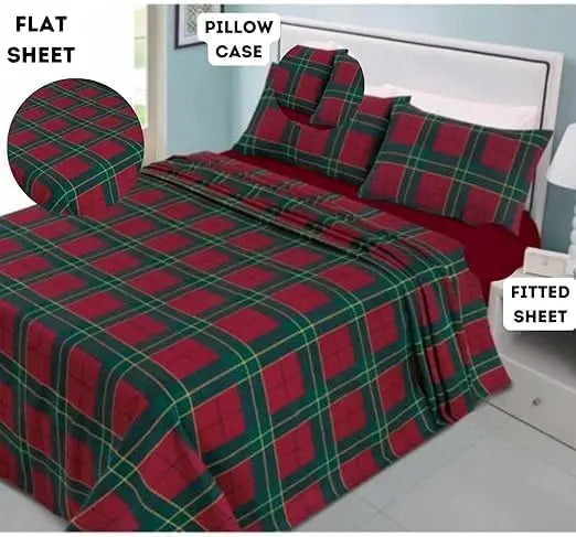 Dazzle Collection Tartan Check Flannelette sheets Thermal 100% Brushed Cotton Sheets Sets ‎Dazzle Collection