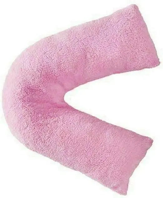 Dazzle Collection V Shaped pillow Teddy Bear Fleece Complete Pillow or Case for support Maternity Back Neck Soft Warm Plush Cosy Pillow Dazzle Collection uk