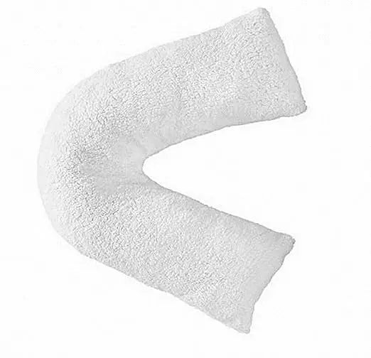 Dazzle Collection V Shaped pillow Teddy Bear Fleece Complete Pillow or Case for support Maternity Back Neck Soft Warm Plush Cosy Pillow Dazzle Collection uk