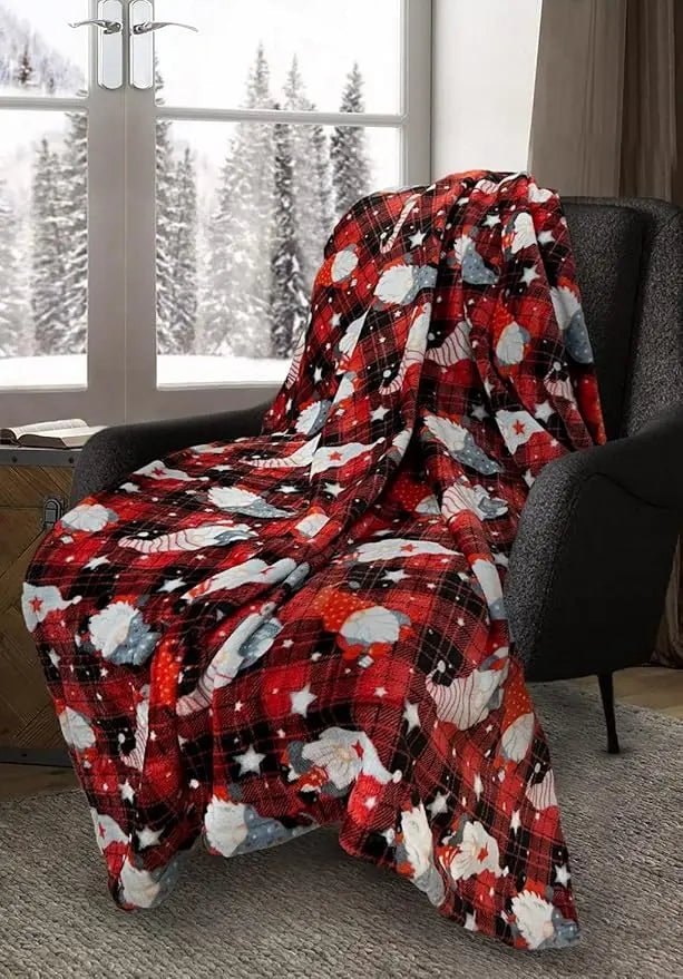 Gonk Tartan Check Teddy Fleece Blanket Dazzle Collection uk