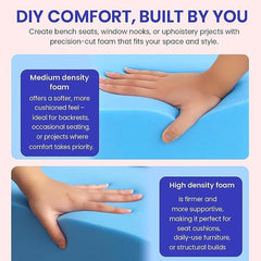 High Density Upholstery Blue Foam Sheet Premium Quality Cut to Any Size for Foam Cushioning Bench, Stool, Window Seat Pads, Sofa, Dinning Chair Pads Replacement Pet Bed