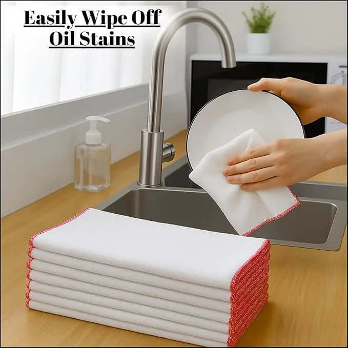 Jumbo Dish Cloths Extra Large Double Layered 100% Soft Cotton 40x50cm for Kitchen Cloth, Cloths to Clean Surfaces Glass, Furniture, Mirror, Microfibre Cleaning Cloth Dish Cloth Pack Dazzle Collection uk