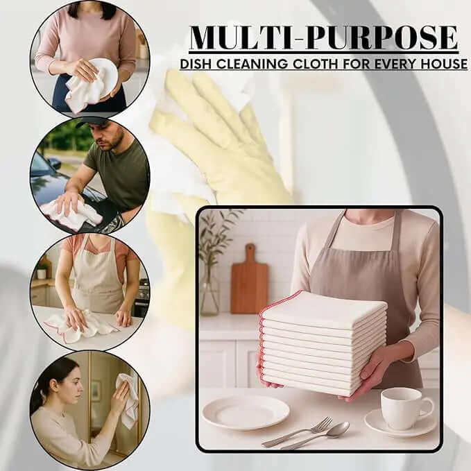 Jumbo Dish Cloths Extra Large Double Layered 100% Soft Cotton 40x50cm for Kitchen Cloth, Cloths to Clean Surfaces Glass, Furniture, Mirror, Microfibre Cleaning Cloth Dish Cloth Pack Dazzle Collection uk