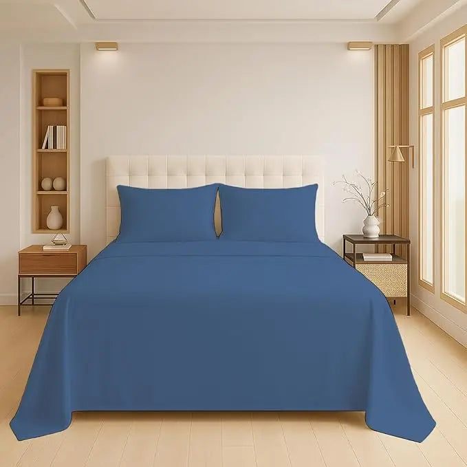 Luxury Flat Sheet Polycotton Plain Dyed Easy-care Non-Iron Bedsheets Parcale Wrinkle-resistant polycotton fabric Dazzle Collection uk
