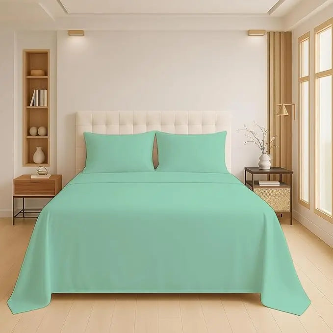 Luxury Flat Sheet Polycotton Plain Dyed Easy-care Non-Iron Bedsheets Parcale Wrinkle-resistant polycotton fabric Dazzle Collection uk