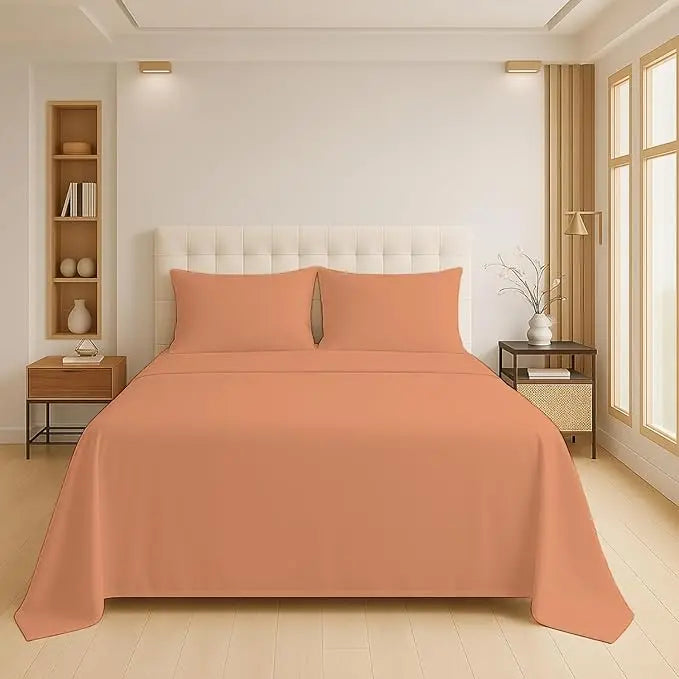 Luxury Flat Sheet Polycotton Plain Dyed Easy-care Non-Iron Bedsheets Parcale Wrinkle-resistant polycotton fabric Dazzle Collection uk