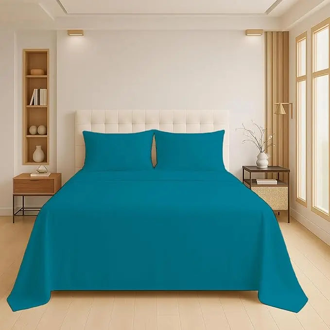Luxury Flat Sheet Polycotton Plain Dyed Easy-care Non-Iron Bedsheets Parcale Wrinkle-resistant polycotton fabric Dazzle Collection uk