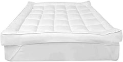 Luxury Mattress Toppers 4" Inch Thick Extra Soft Microfiber Hypoallergenic Hotel Quality Deep Mattress Pad ‎Dazzle Collection