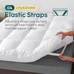10cm Luxury Mattress Topper Small Double Bed | Ultra Soft, Breathable, Hypoallergenic Hotel Quality Bounce Back with Elasticated Corner Straps Quilted Bed Mattress Topper