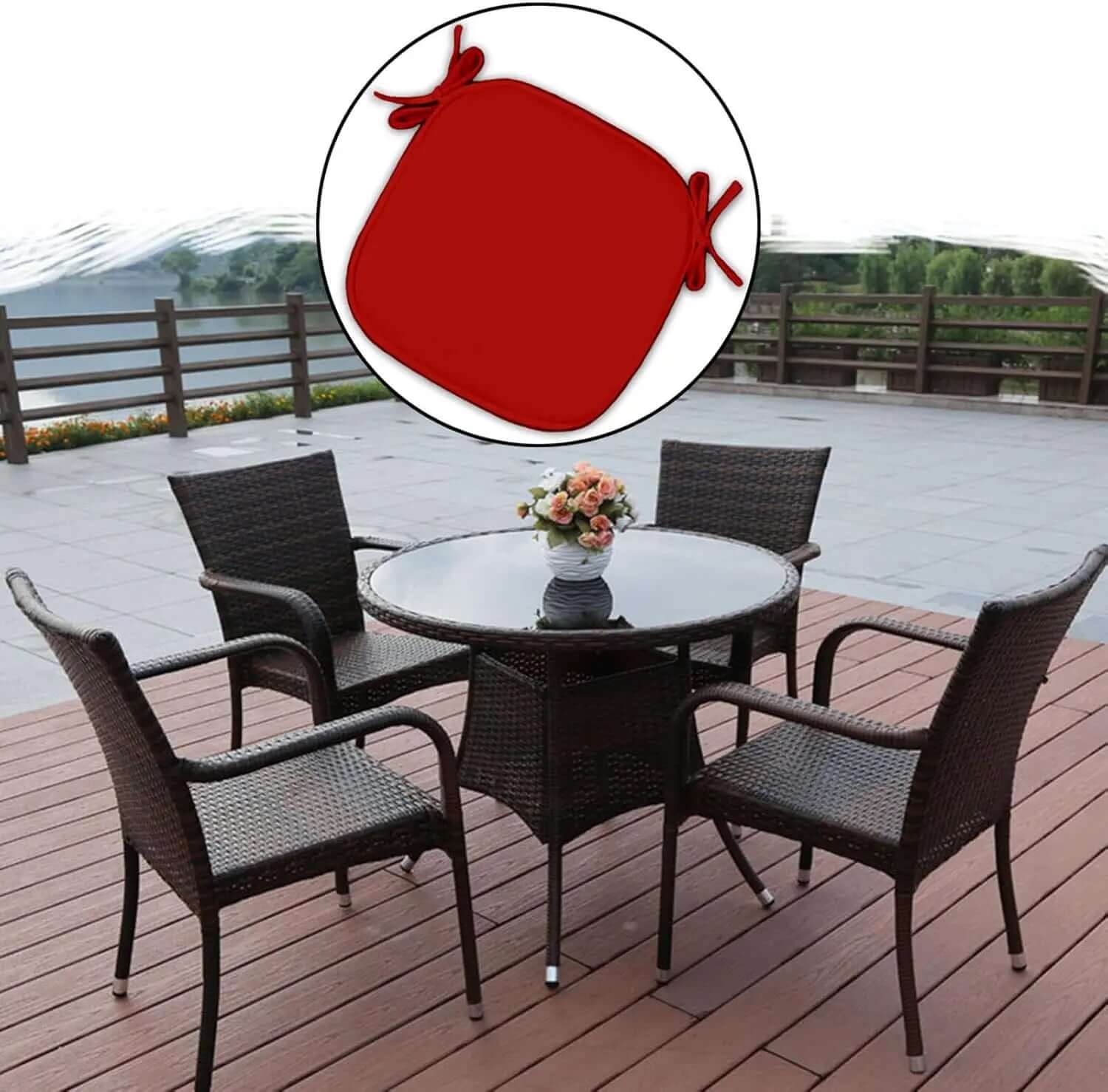 Pack of 4 Chair Seat Pads for Dining Chairs Waterproof Seat Covers Pad, 38 X 38cm Non Slip Kitchen Square Chair Seat Cushions With Ties for Home Dining Room Office Garden Chair pads ‎Dazzle Collection