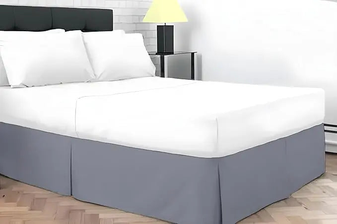 Plain Dyed Poly Cotton Pleated Platform Base Valance Sheets for Single to Super King Size Bed Base Valance Sheet Dazzle Collection uk