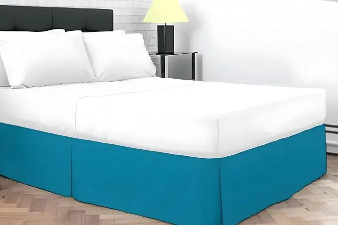 Plain Dyed Poly Cotton Pleated Platform Base Valance Sheets for Single to Super King Size Bed Base Valance Sheet Dazzle Collection uk