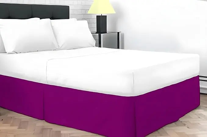 Plain Dyed Poly Cotton Pleated Platform Base Valance Sheets for Single to Super King Size Bed Base Valance Sheet Dazzle Collection uk