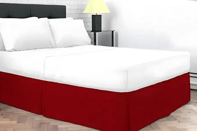 Plain Dyed Poly Cotton Pleated Platform Base Valance Sheets for Single to Super King Size Bed Base Valance Sheet Dazzle Collection uk