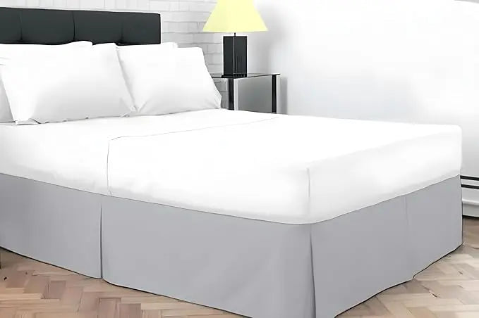 Plain Dyed Poly Cotton Pleated Platform Base Valance Sheets for Single to Super King Size Bed Base Valance Sheet Dazzle Collection uk