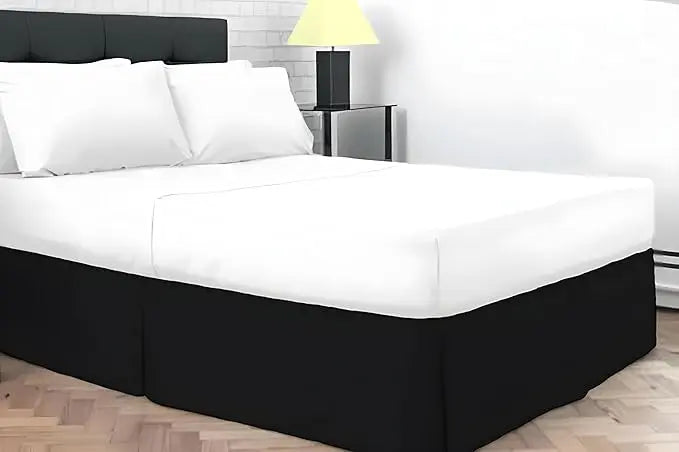 Plain Dyed Poly Cotton Pleated Platform Base Valance Sheets for Single to Super King Size Bed Base Valance Sheet Dazzle Collection uk