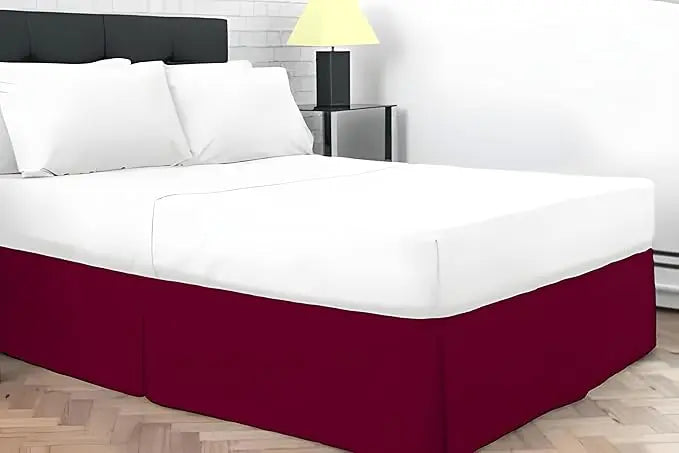 Plain Dyed Poly Cotton Pleated Platform Base Valance Sheets for Single to Super King Size Bed Base Valance Sheet Dazzle Collection uk