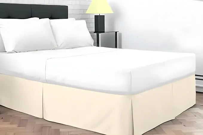 Plain Dyed Poly Cotton Pleated Platform Base Valance Sheets for Single to Super King Size Bed Base Valance Sheet Dazzle Collection uk