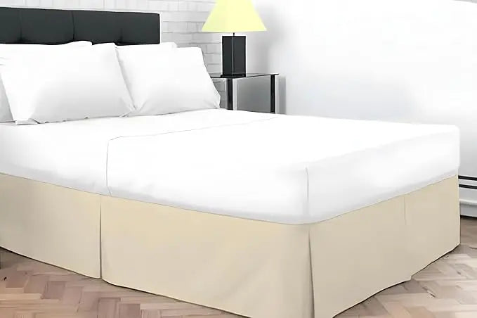 Plain Dyed Poly Cotton Pleated Platform Base Valance Sheets for Single to Super King Size Bed Base Valance Sheet Dazzle Collection uk