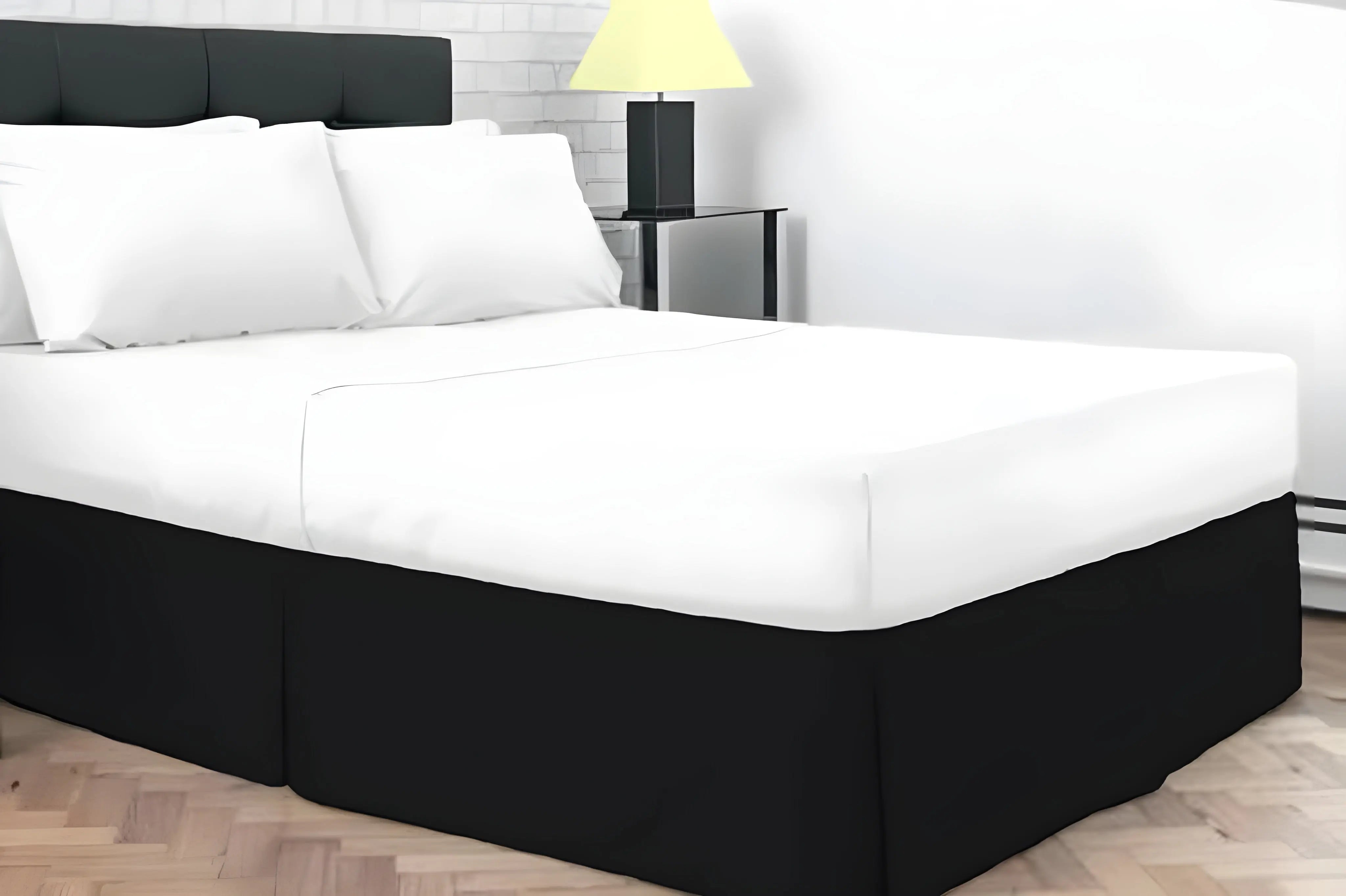 Plain Dyed Poly Cotton Pleated Platform Base Valance Sheets for Single to Super King Size Bed Base Valance Sheet Dazzle Collection uk