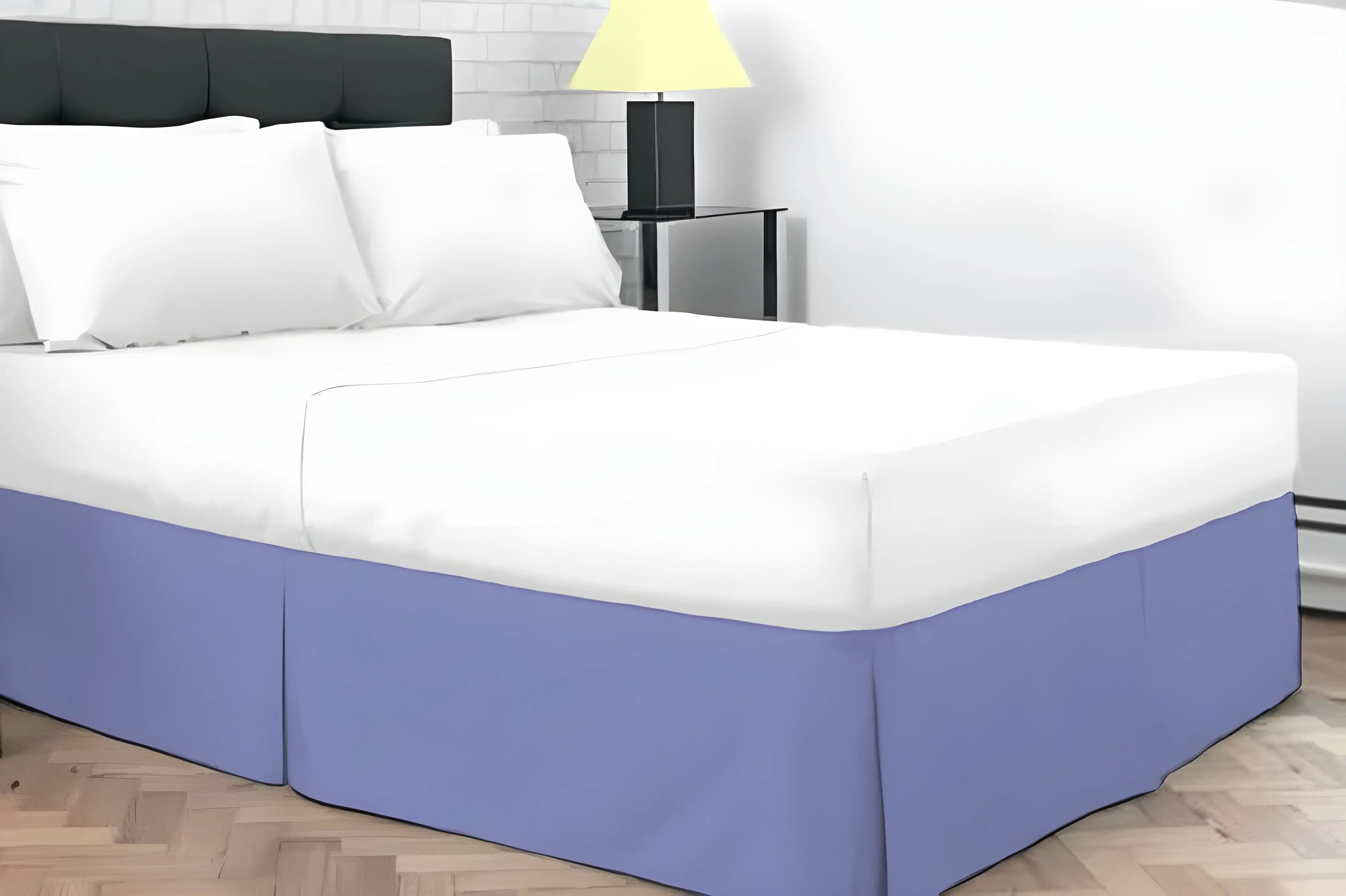 Plain Dyed Poly Cotton Pleated Platform Base Valance Sheets for Single to Super King Size Bed Base Valance Sheet Dazzle Collection uk