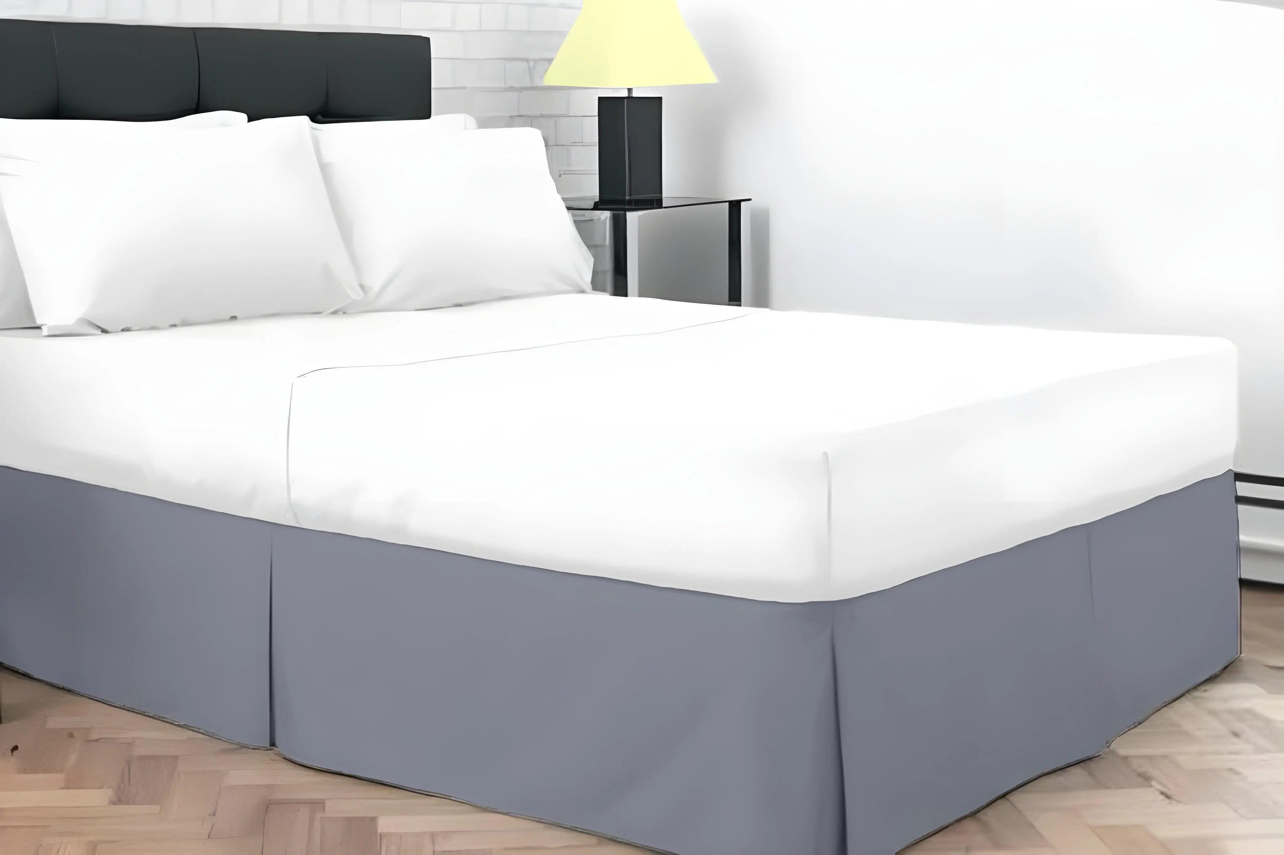 Plain Dyed Poly Cotton Pleated Platform Base Valance Sheets for Single to Super King Size Bed Base Valance Sheet Dazzle Collection uk