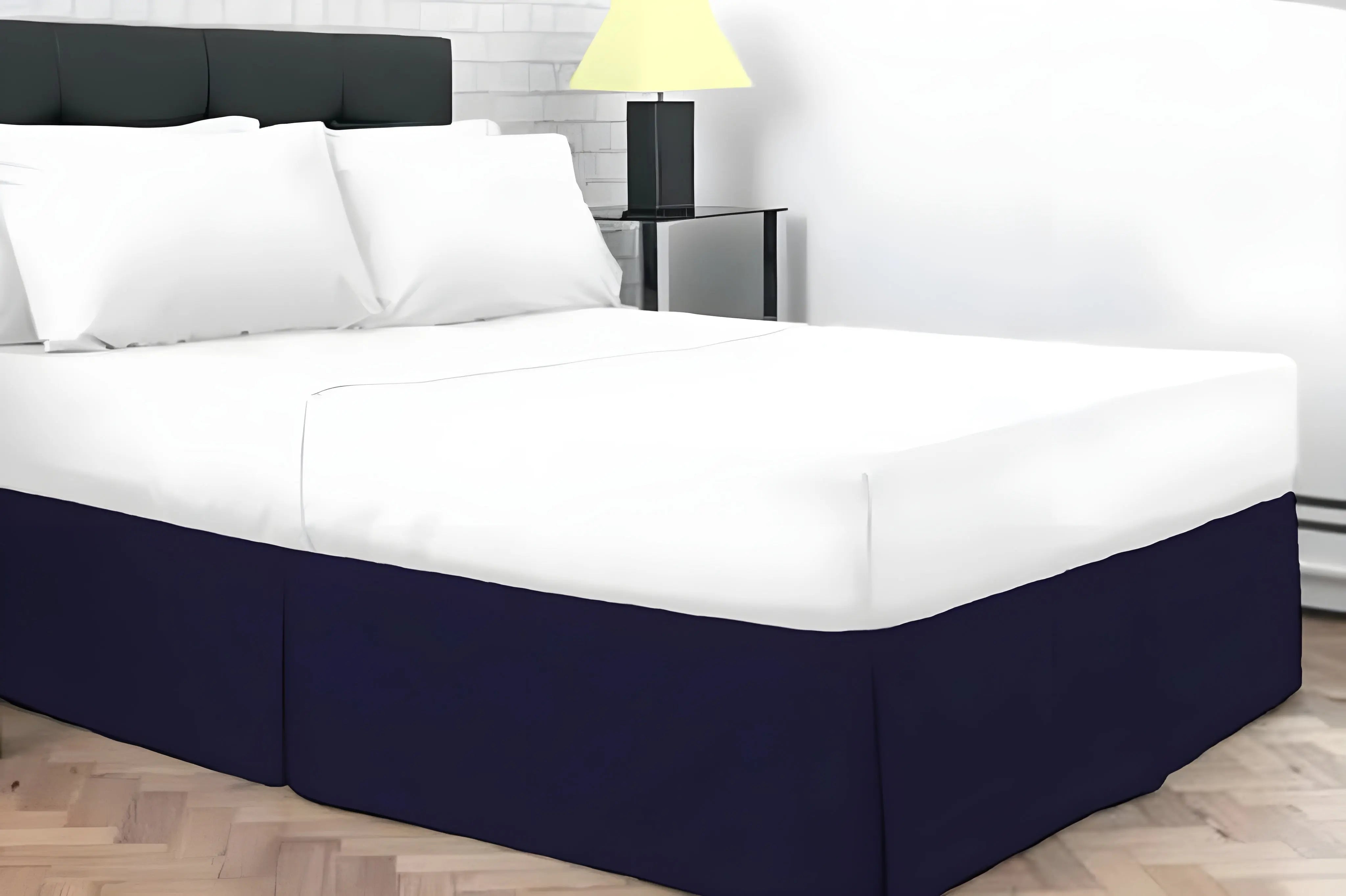Plain Dyed Poly Cotton Pleated Platform Base Valance Sheets for Single to Super King Size Bed Base Valance Sheet Dazzle Collection uk