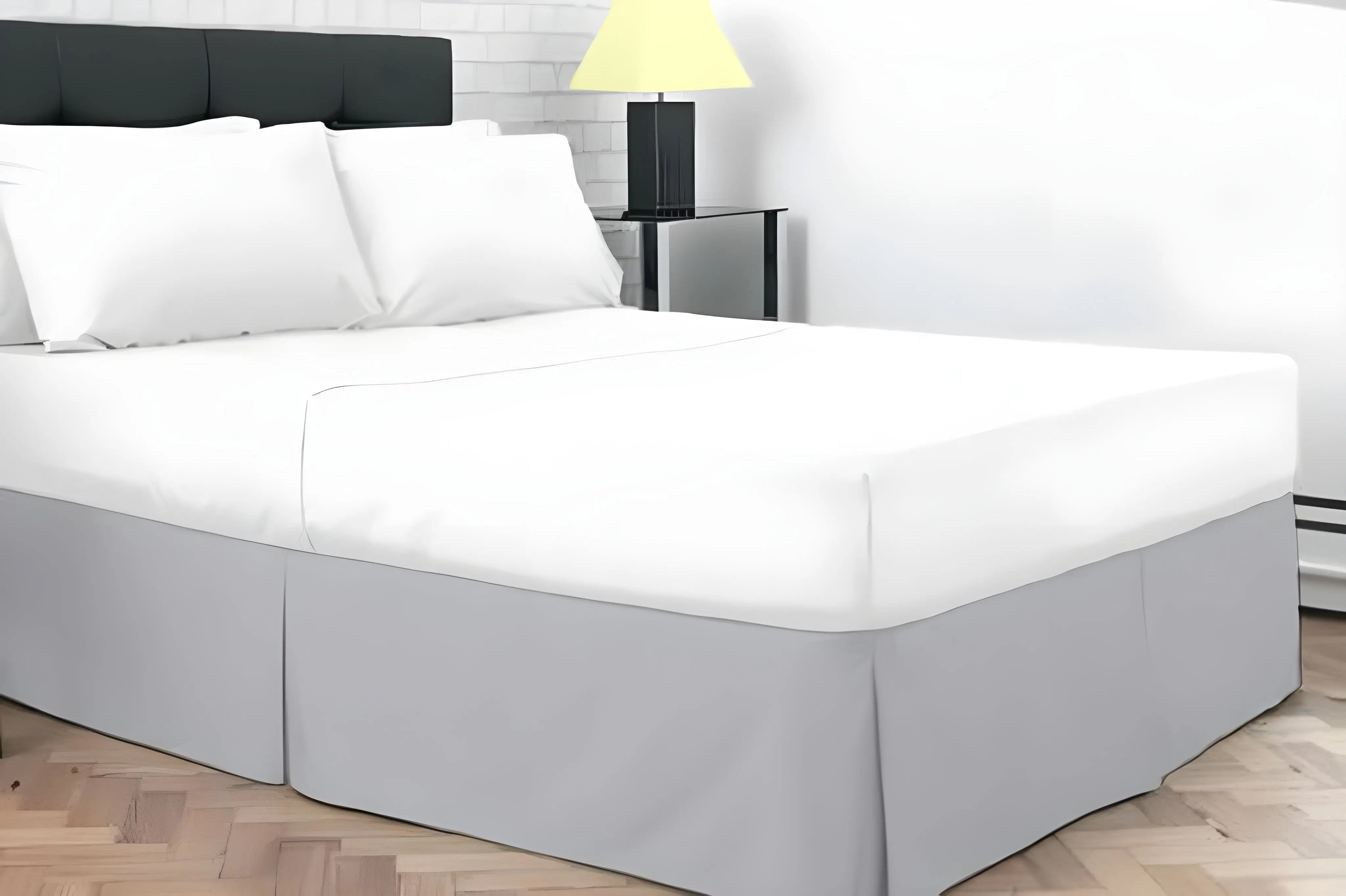 Plain Dyed Poly Cotton Pleated Platform Base Valance Sheets for Single to Super King Size Bed Base Valance Sheet Dazzle Collection uk