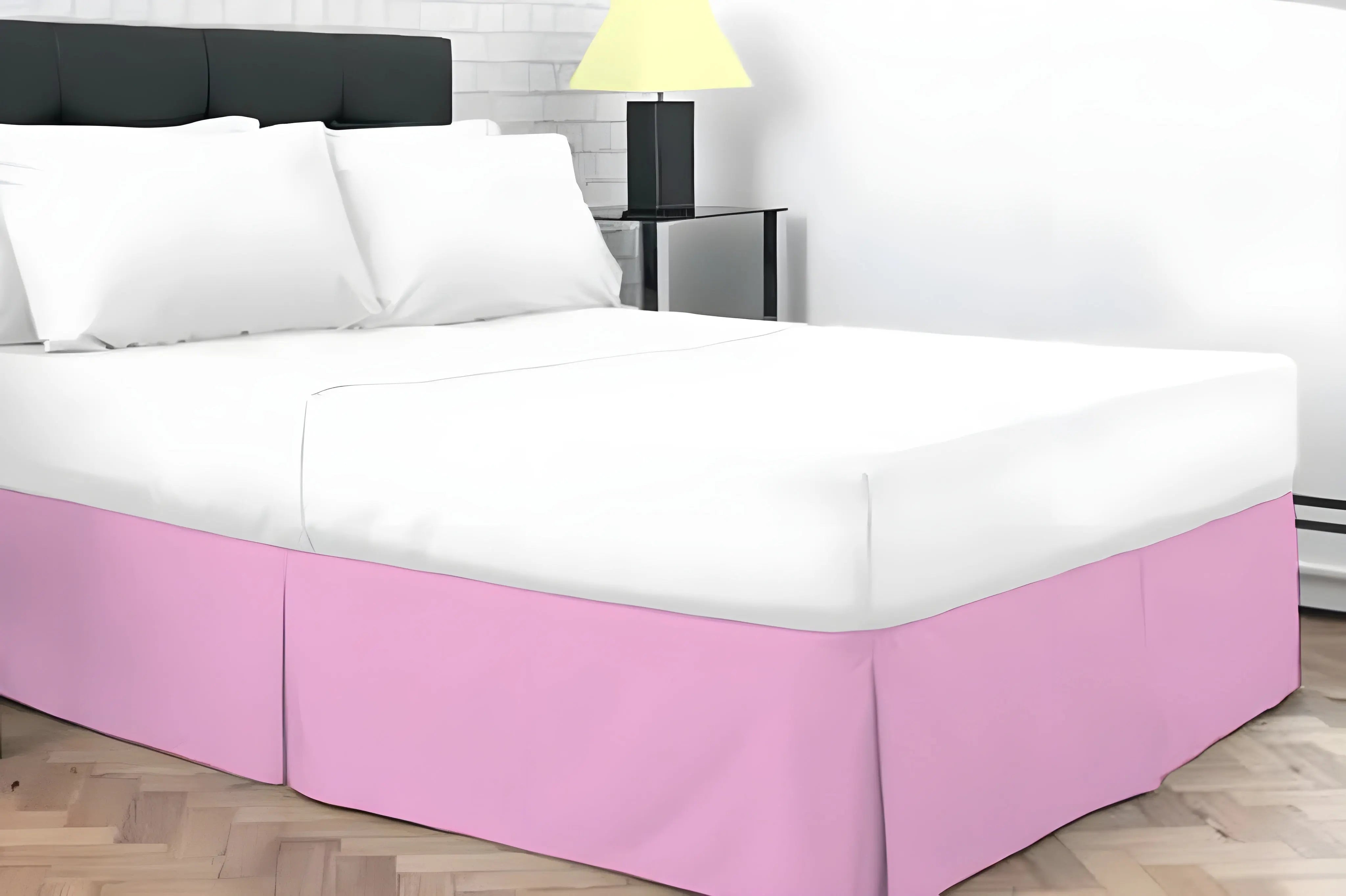 Plain Dyed Poly Cotton Pleated Platform Base Valance Sheets for Single to Super King Size Bed Base Valance Sheet Dazzle Collection uk