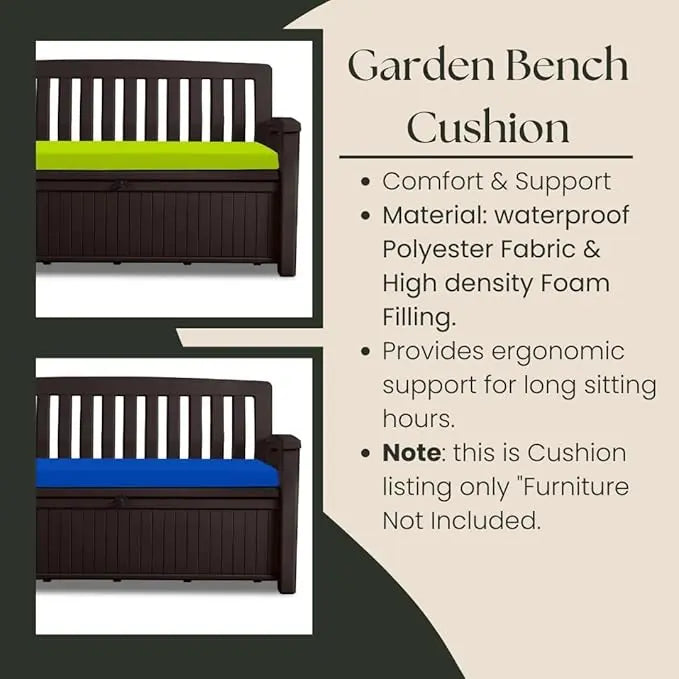 Waterproof Garden Bench Cushion fit for 128cmX50cmX5cm Iceni Keter, Eden & Storage Bench Pads Dazzle Collection uk