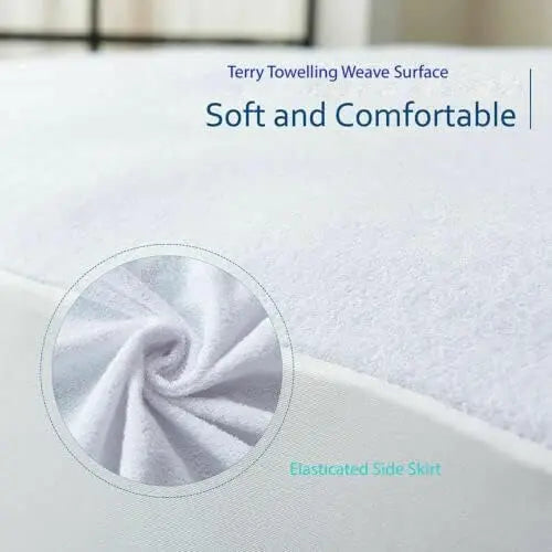 Waterproof Terry Towel Mattress protector Fitted Sheet Bed Cover Anti Allergy Single (90x190cm) 30CM, White ‎Dazzle Collection