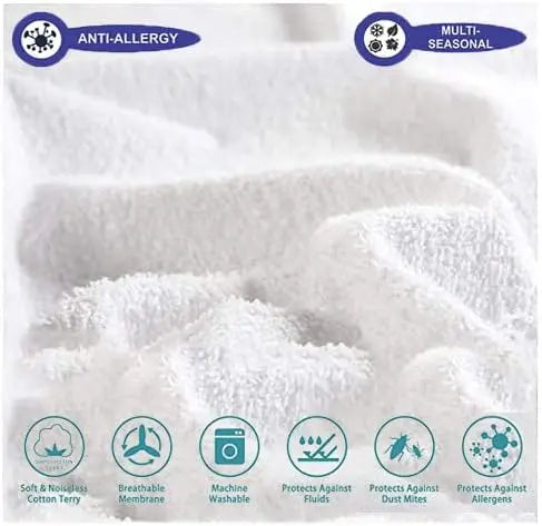 Waterproof Terry Towel Mattress protector Fitted Sheet Bed Cover Anti Allergy Single (90x190cm) 30CM, White ‎Dazzle Collection