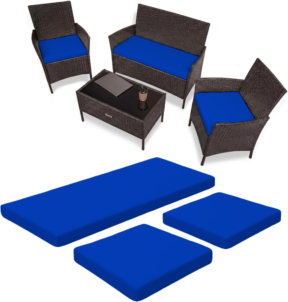 Dazzle Collection 3 Pieces Replacement Cushions Set For Rattan Chairs Sofa Patio Seat Pads Waterproof Outdoor Garden Furniture Comfy Cushions Lightweight and Durable